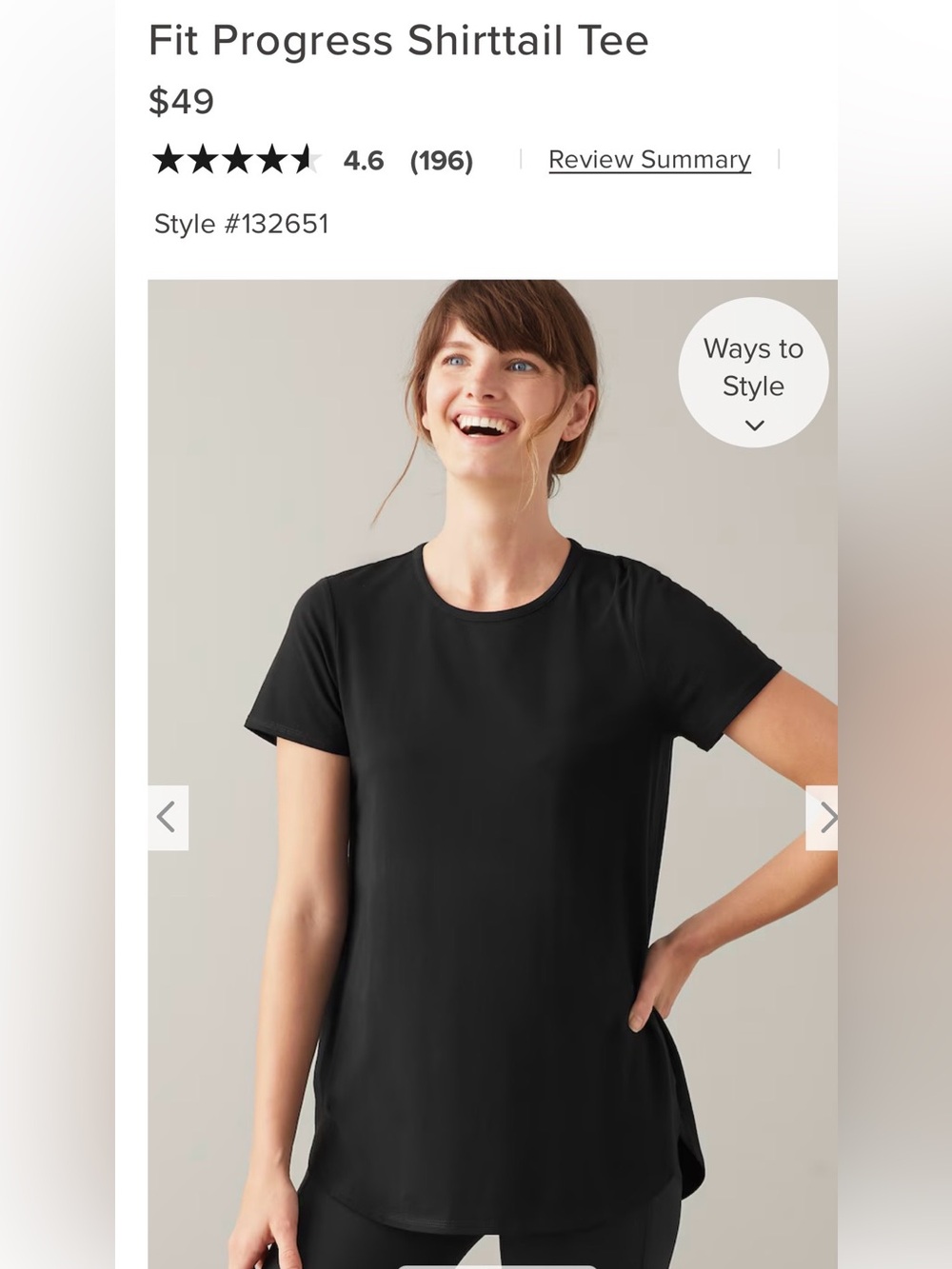 Fit Progress Shirttail Tee - Black Large Tall